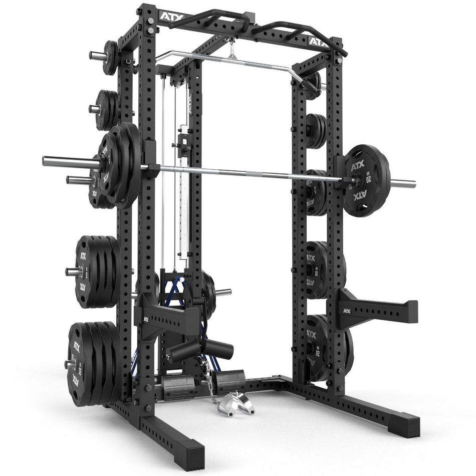 ATX® Half Rack 780 Komplettstation inkl. Extension und Plate Load Latzug - Half Rack mit Kabelzug