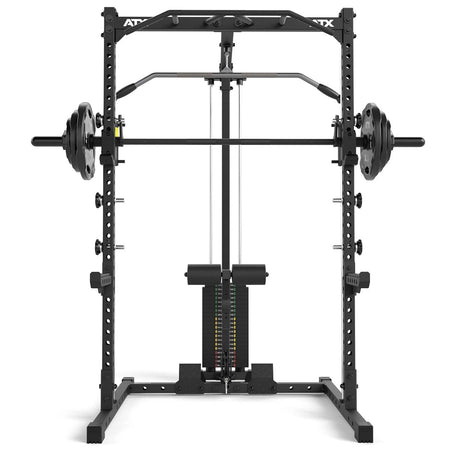 ATX® Half Rack - Komplettset 510 mit Latzug - Steckgewichte und Multipresse - Höhe 196 cm - Half Rack mit Latzug (Stack Weight) + Multipresse