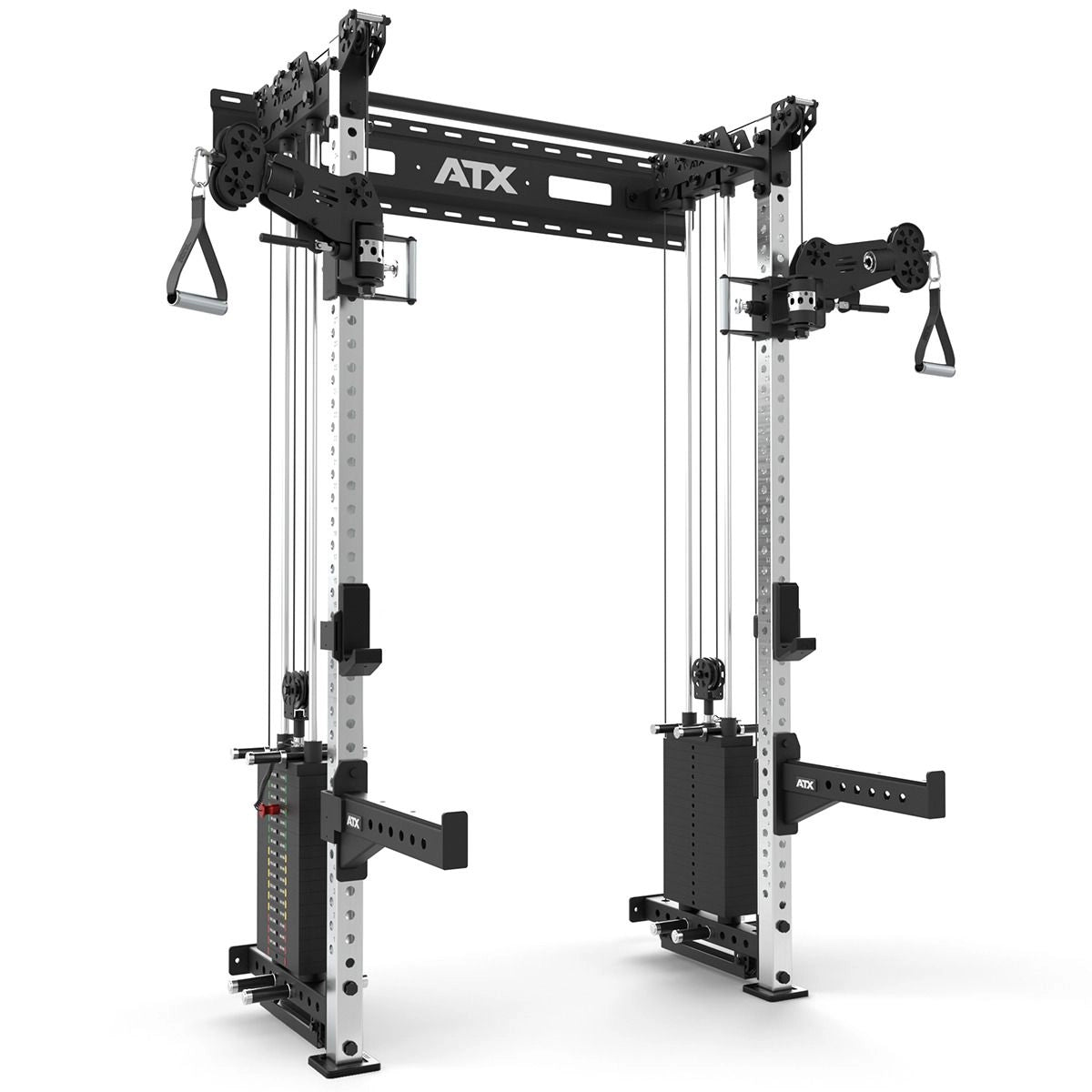 ATX® Half Rack - Zugstation mit 2 x 90 kg Steckgewichten - Wandbefestigung - Half Rack mit Kabelzug