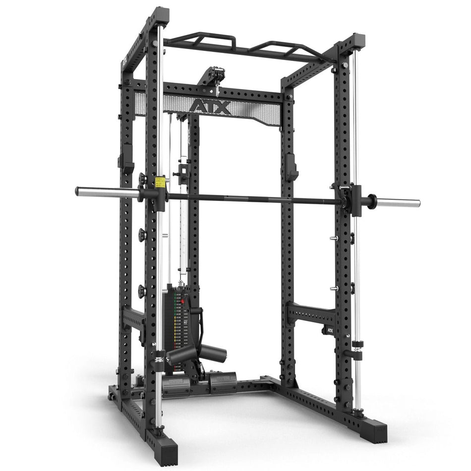 ATX® Power Rack 780 mit Latzug - Steckgewichte & Multipresse - Power Rack mit Kabelzug