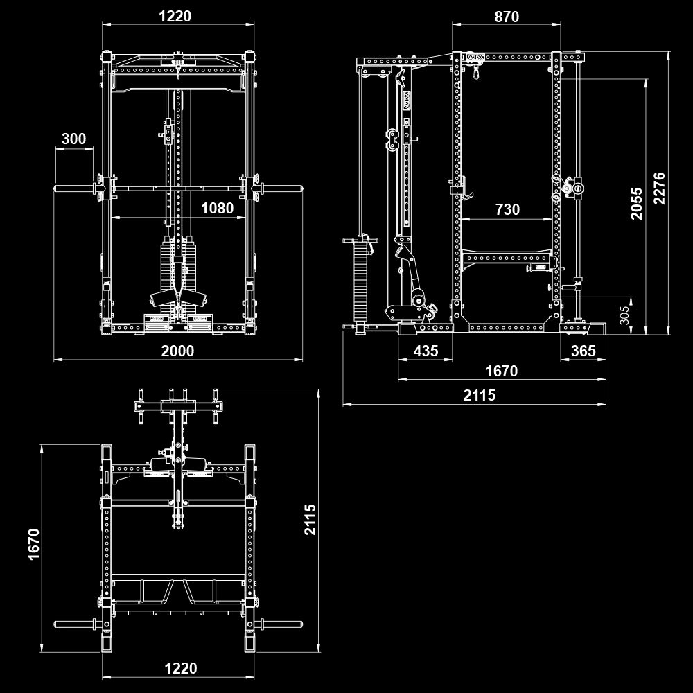 ATX® Power Rack 780 mit Latzug - Steckgewichte & Multipresse - Power Rack mit Kabelzug