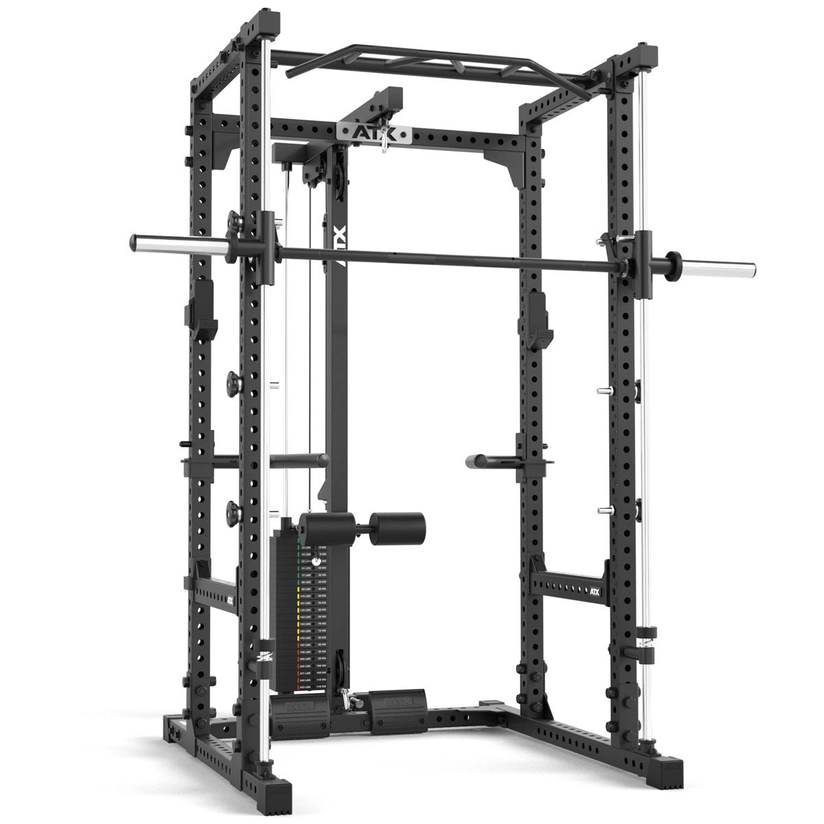 ATX® Power Rack Komplettstation 640/660 - mit Latzug Steckgewichte & Multipresse - Power Rack mit Kabelzug + Multipresse