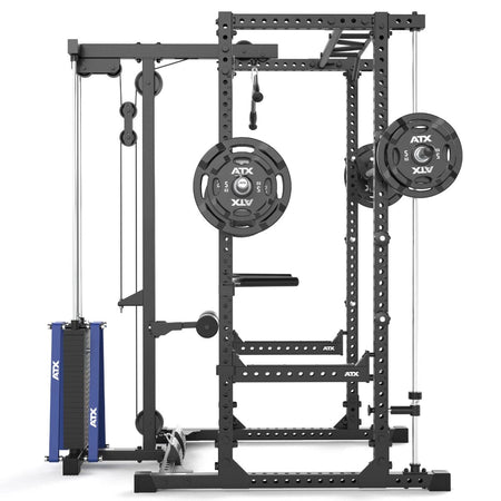 ATX® Power Rack Komplettstation 640/660 - mit Latzug Steckgewichte & Multipresse - Power Rack mit Kabelzug + Multipresse